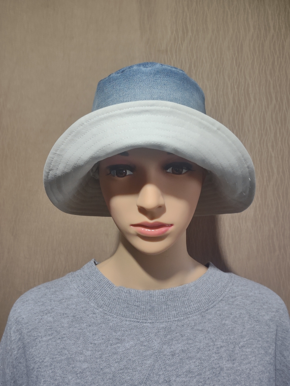 Handmade Upcycled Denim Versatile Reversible Sun Bucket Hat - Picture 11 of 12